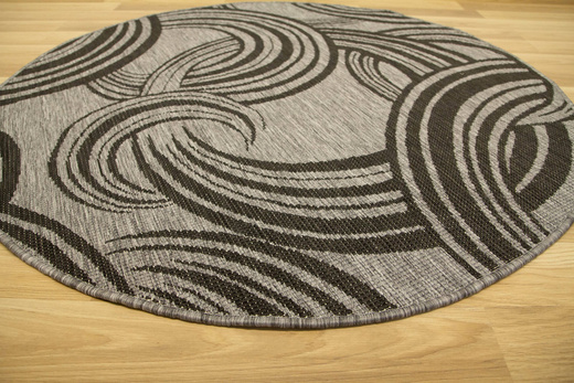 Okrągły Dwustronny Dywan Sznurkowy Brussels 205449/11020 Night Silver Szary Grafit Kółka Outdoor