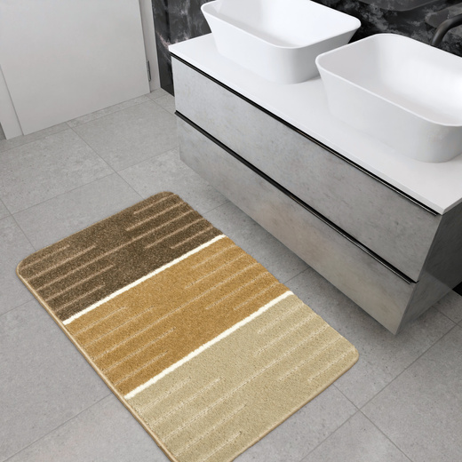 Dywanik Łazienkowy Como Beige Beżowy Krem Pasy