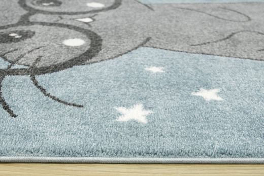 Dywan Dziecięcy Lima 9377C blue/l.grey Turkus Szary Króliczek w Okularach