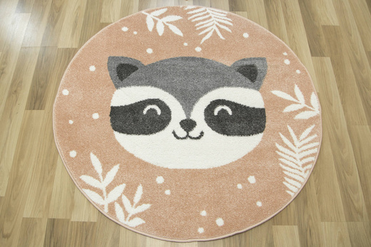 Okrągły Dywan Lima C884A rose/cream Różowy Szary Szop Pracz Listki