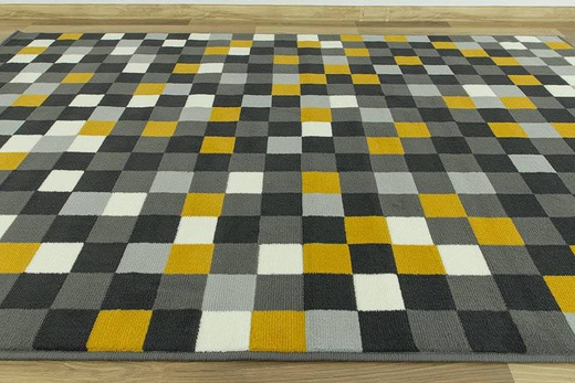Dywan Luna 503629/89915 mustard kwadraciki
