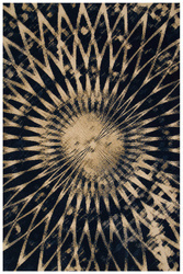 Wełniany Dywan Tempo-B Domio Denim Granatowy Beżowy Rozeta