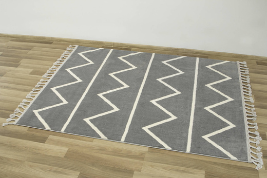 Dywan Karof 6062A white/grey 34 Szary Krem Zygzaki