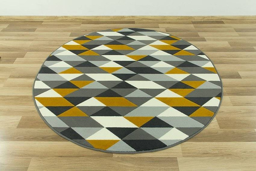 Okrągły Dywan Luna 503652/89915 żółte trójkąty