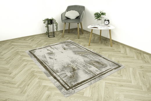 Dywan Adana J0067 White Krem Brąz z Ramką