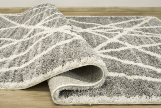 Puszysty Dywan Pulpy Shaggy A522A d.grey/cream Szary Kremowy Trójkąty