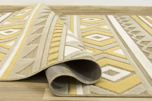 Dywan Sznurkowy Dwupoziomowy Reni 24514/852 Trójkąty Romby Aztec Beż