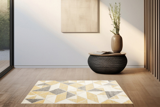 Dywan Olympos 4157 cream/yellow Żółty Szary Krem Trójkąty