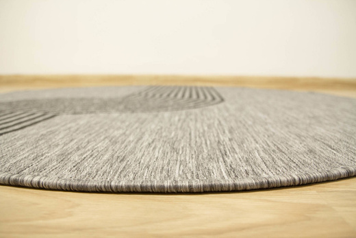 Okrągły Dwustronny Dywan Sznurkowy Brussels 205631/11020 Night Silver Szary Grafit Fala Outdoor