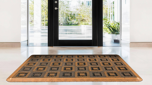 Wycieraczka gumowa kolor M44 ażurowa kwadraty brąz