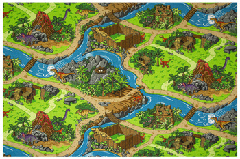 Dywan Dziecięcy Dino Wioska Dinozaurów