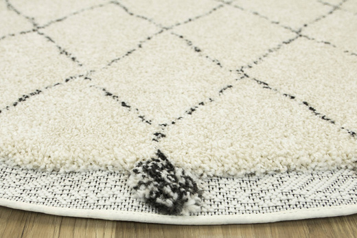 Okrągły dywan Shaggy/Sizal 65246/669 Akra Krem Romby