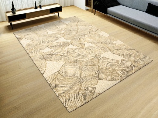 Wełniany Dywan Tempo Natural-B Feath Krem Beż Liście