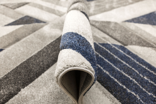 Dywan Kandy N405A l.grey/navy Szary Granatowy Geometria Romby Fryz