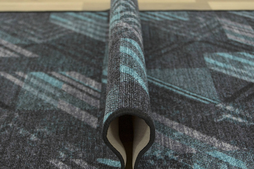 Antypoślizgowy Chodnik Logos 22 Turkus Grafit Romby szerokość 100 cm