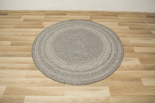 Okrągły Dwustronny Dywan Sznurkowy Brussels 205670/10010 Silver Szary Krem Kółka Outdoor