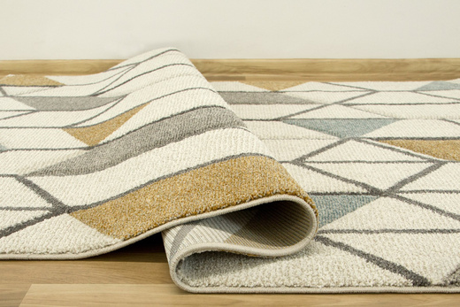 Dywan Vegas Home 09EKE Romby Trójkąty Krem Brąz Niebieski