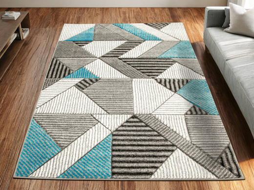 Dywan Amelia A632A grey/turquoise Szary Turkusowy Linie Paski Kreski