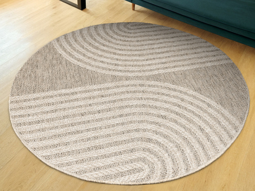 Okrągły Dywan Sznurkowy Patio 5029/178 Nature Beż Brąz Półkola Outdoor