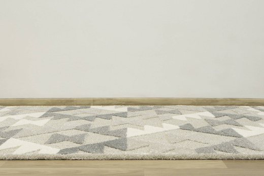 Dywan Coco 59603/655 Shaggy Dwupoziomowy Trójkąty Szary Beż Krem