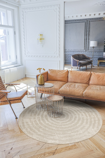 Okrągły Dywan Sznurkowy Haga 04787A vizon/cream Beż Krem Okręgi Outdoor