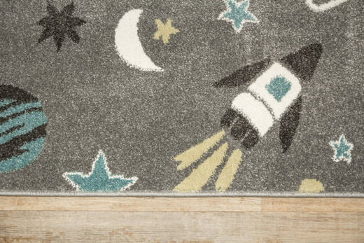 Wykładzina Dziecięca Lima C276A l.grey/cream Rakiety Kosmos Szary szerokość 4 m