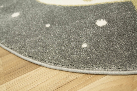 Okrągły Dywan Lima E177A l.grey/yellow Lisek Żółty Szary