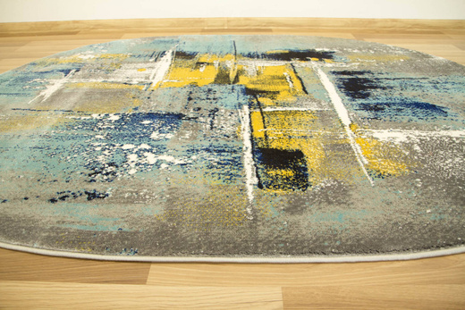 Owalny Dywan Victoria 7657A l.grey/grey O Abstrakcyjny Niebieski Żółty Szary