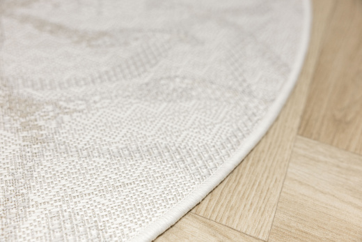 Okrągły Dywan Sznurkowy Haga 04720A l.grey/cream Szary Beż Krem Kwiaty Outdoor