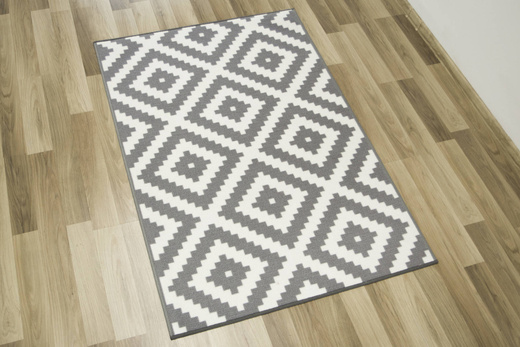 Antypoślizgowy Skandynawski Dywan Romby Szare