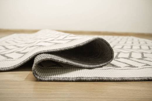 Dywan Dwustronny Sznurkowy Brussels 205855/10010 Silver Szary Krem Cegiełki Jodełka Outdoor