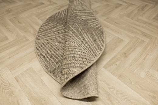 Okrągły Dywan Sznurkowy Patio 5028/170 Nature Beż Brąz Listki Outdoor