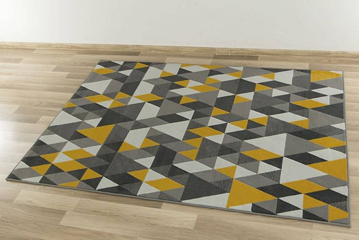 Dywan Luna 503834/89915 grey musztardowe trójkąty