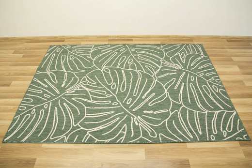 Dywan Dwustronny Sznurkowy Brussels 205625/10510 green w liście monstery Outdoor