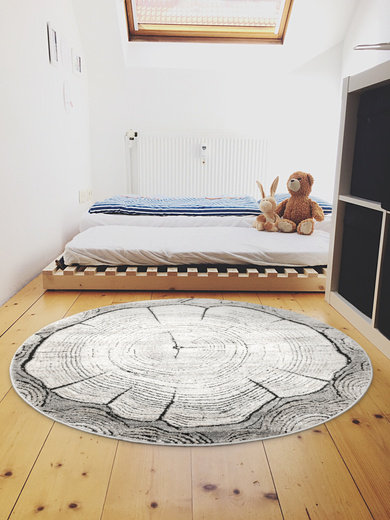 Dywan Okrągły Matara P156A l.grey/sp.antr Szary Beż Krem Pień