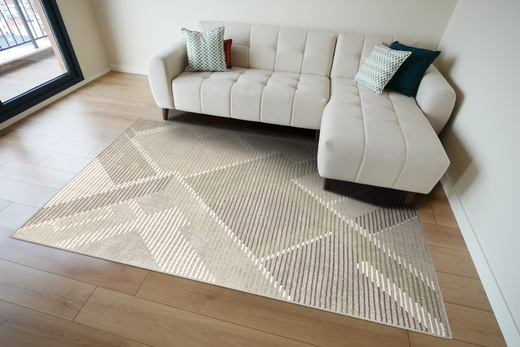 Dywan Wełniany Ballata Elian Shale Szary Zielony Geometria