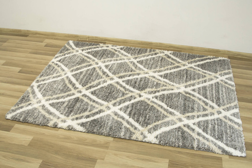 Puszysty Dywan Pulpy Shaggy A532A d.grey/l.grey Szary krem Beż Romby Etno