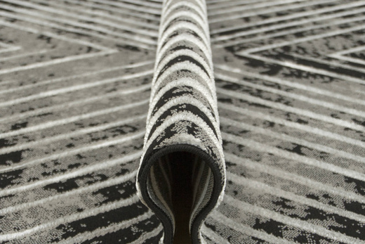 Lśniący Dywan Allora Plus B832A black/grey Czarny Srebrny Przecierany Linie