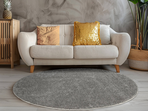 Dywan Okrągły Shaggy Antypoślizgowy Malmo Szary