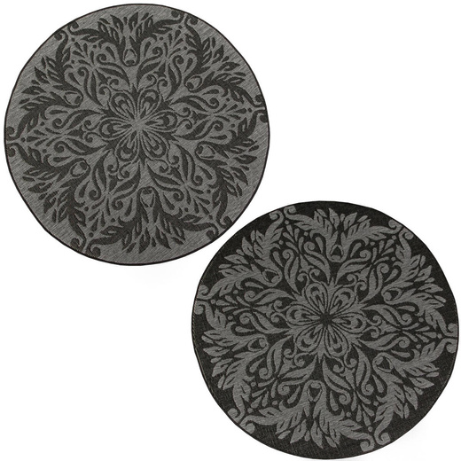 Okrągły Dwustronny Dywan Sznurkowy Brussels 205168/11010 Night Silver Ornament Outdoor