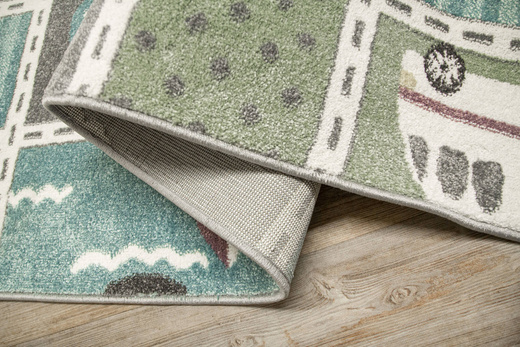 Pastelowy Dywan Dziecięcy C262A l.grey/green Uliczki Pastelowy Turkus Miętowy