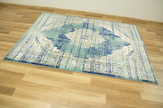 Dywan Victoria 7560A blue/d.blue Ornament Turkus Krem