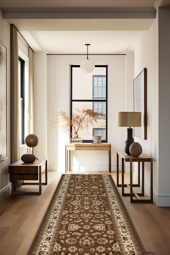 Chodnik Antypoślizgowy Antico 17 Brąz Ornament szerokość 80 cm