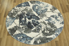 Okrągły Dywan Liście Szaro-Granatowe akwarela