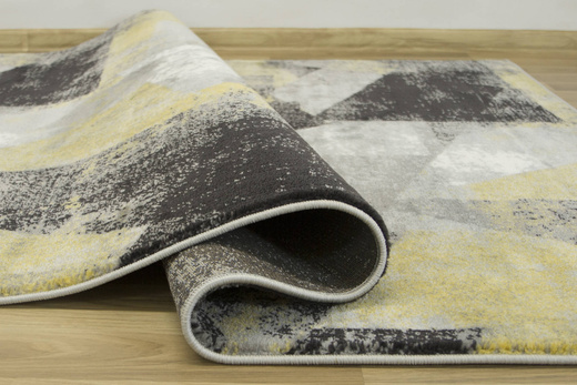 Dywan Victoria B885A grey/yellow Trójkąty Żółty Szary Przecierany