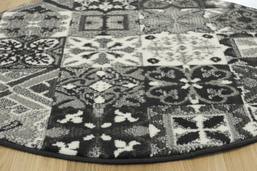 Okrągły Dywan Luna 503754/89922 Patchwork Szary