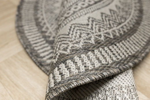 Okrągły Dywan Sznurkowy Jeans 19347/P91 Koło Beż Grafit Rozeta