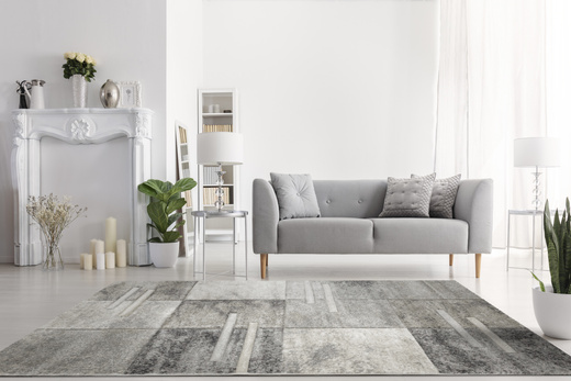 Dywan Daisy Carving 7428B m.grey/l.bej Krem Beż Szary Prostokąty