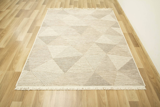Dywan Sznurkowy Oria 529/YV7-Z Beż Szary Krem Trójkąty Gruby Splot