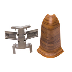 Narożnik zewnętrzny i element mocujący (rak) do listwy przypodłogowej Premium Cezar 194 Stary Orzech Mat